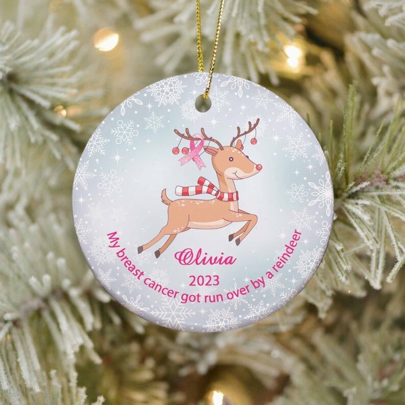 Breast Cancer Survivor Christmas Ornament, Breast Cancer Awareness, Pink Ribb...