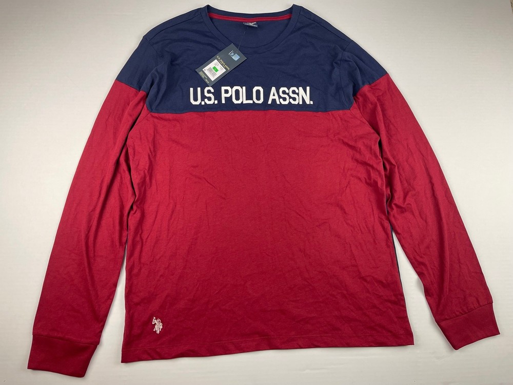 U.S. Polo Assn Mens Crew Neck Long Sleeve Classic Fit Graphic T-Shirt Size Large