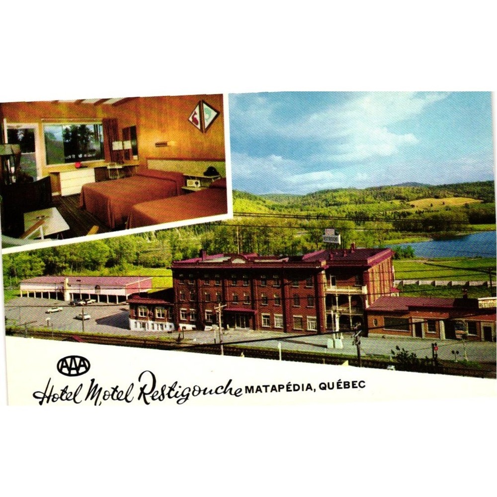 Vintage Hotel Motel Restigouche Matapedia Quebec Canada Postcard Multi-view AAA