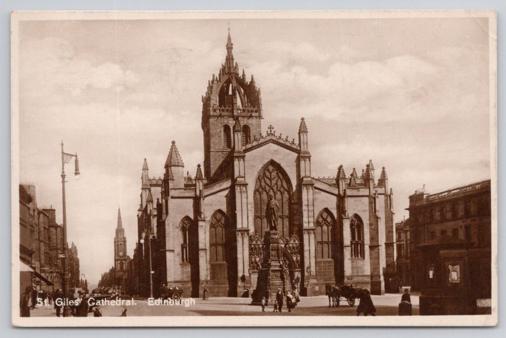 St. Giles' Cathedral Edinburgh Scotland Vintage Postcard Posted 1910s