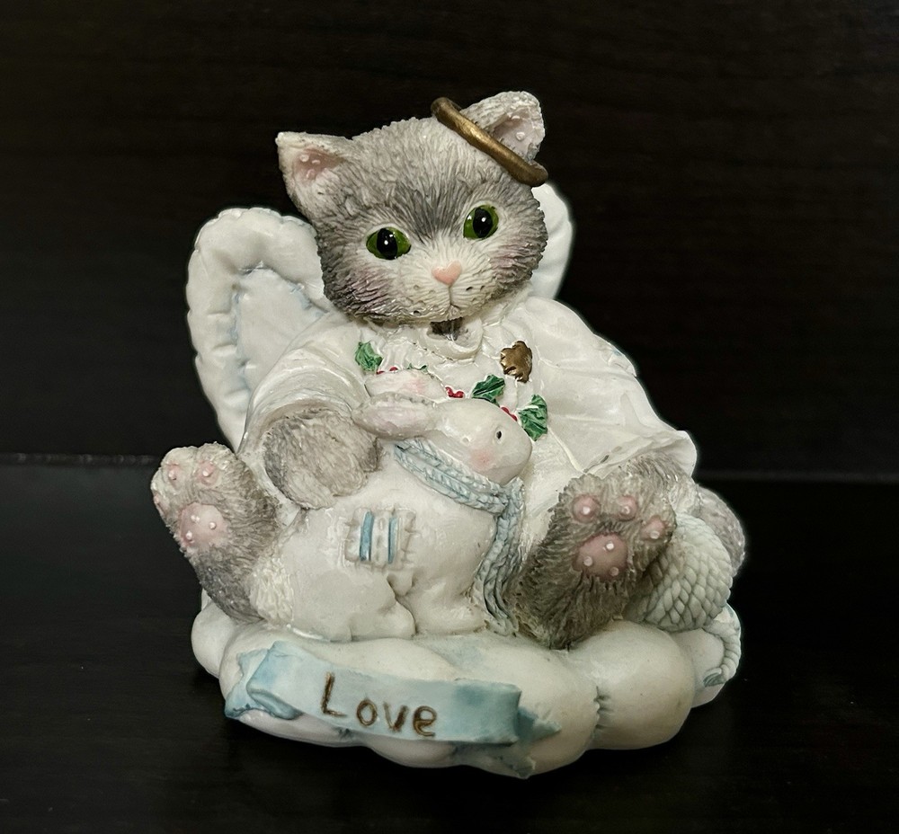 Vintage Calico Kittens Love Angel on Cloud Figurine 625272