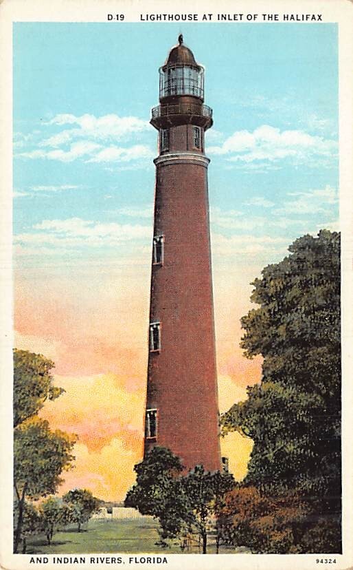 Postcard FL: Light House, Halifax & Indian Rivers, Florida, Antique WB 1920's