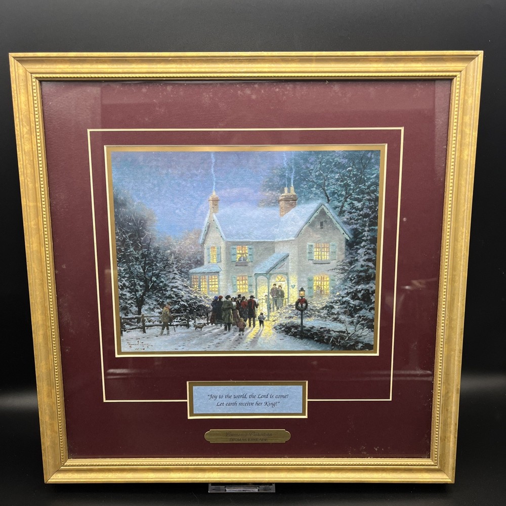 Thomas Kinkade Evening Carolers Framed Christmas Accent Print COA 14x14-image
