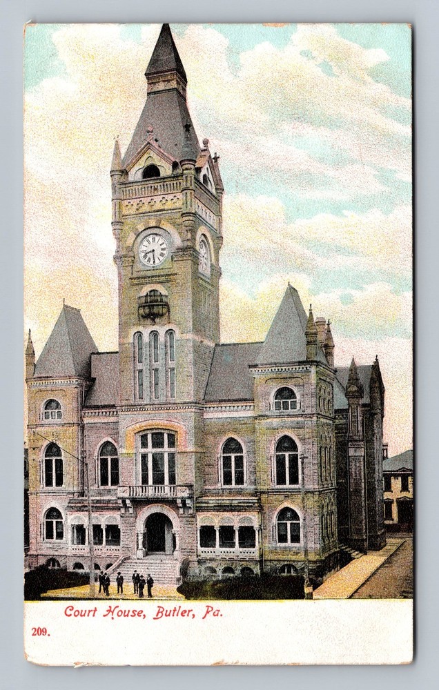 Butler PA-Pennsylvania Court House Vintage c1907 Postcard Standard Souvenir Old