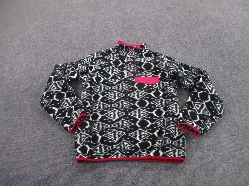 Patagonia Womens S Synchilla Fleece Snap Jacket Aztec Fish Print