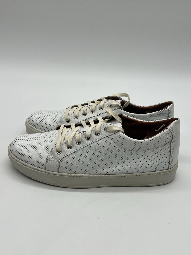 Allen Edmonds Shoes Mens 12D White Perforated Leather Lace Up Casual Sneakers