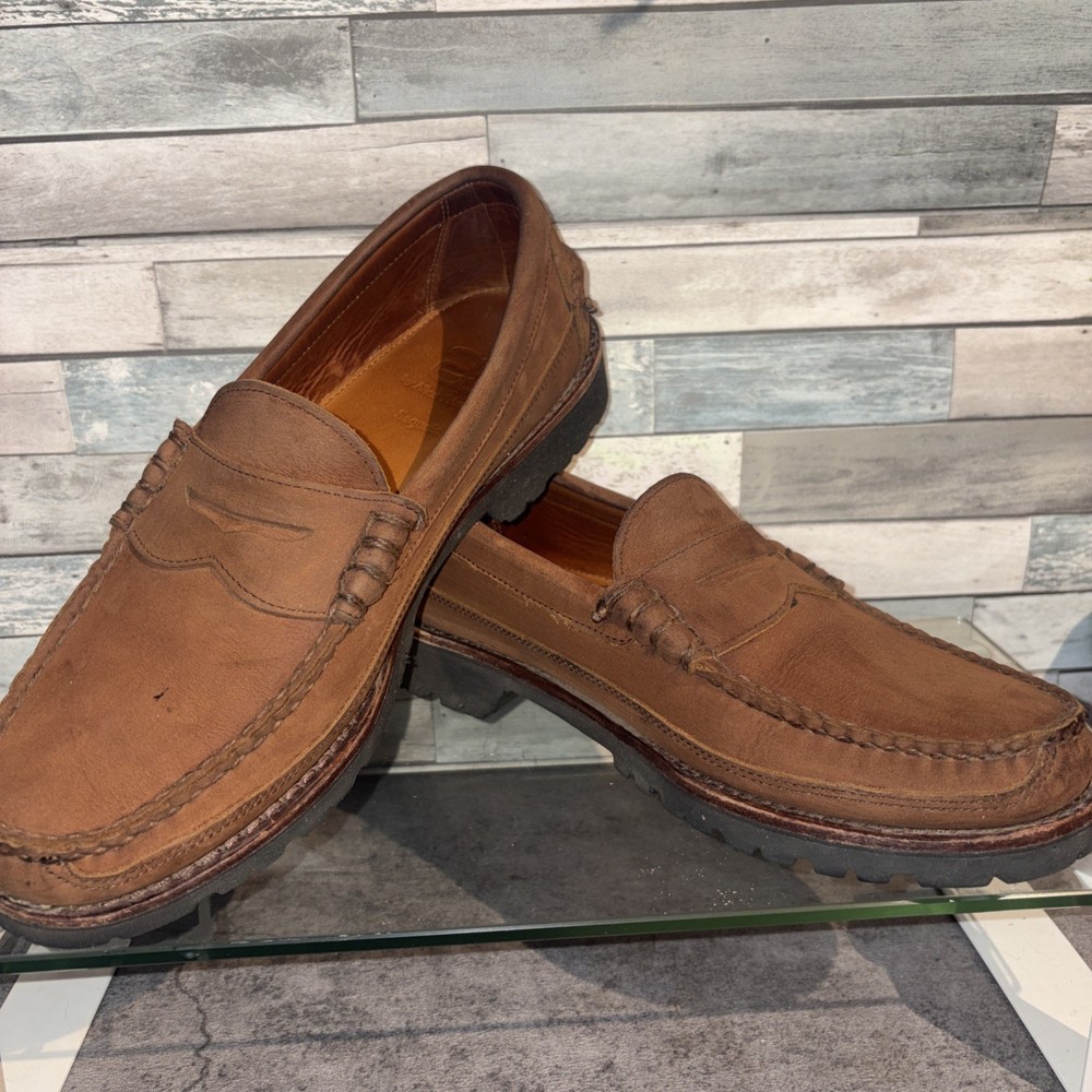 Men’s Allen Edmonds Sequoia 1421 Brown Leather Penny Loafer Shoes Size 10 D