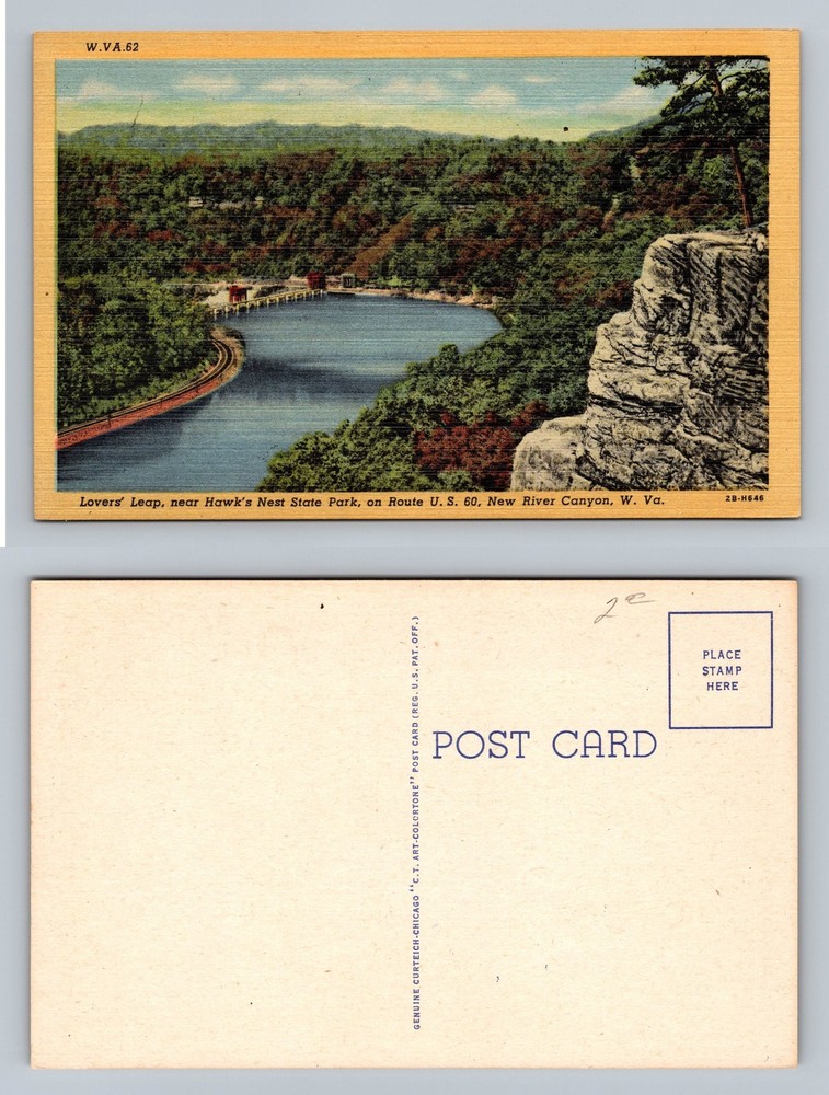 New River, WV-West Virginia, Lovers' Leap Hawk’s Nest Vintage Postcard
