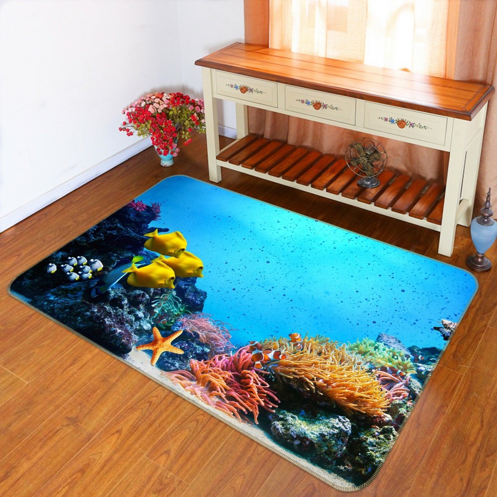 3D Yellow Fish Starfish O3104 Animal Non Slip Rug Mat Elegant Photo Carpet Fay