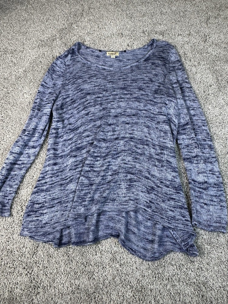 One World Shirt Womens Plus 1X Blue Tunic Knit Scoop Neck Relaxed Top Blouse