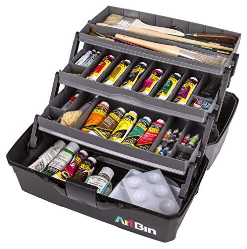 3-Tray Art Supply Box Versatile Organizer for Brushes, Paints, Stamps, and Mo...