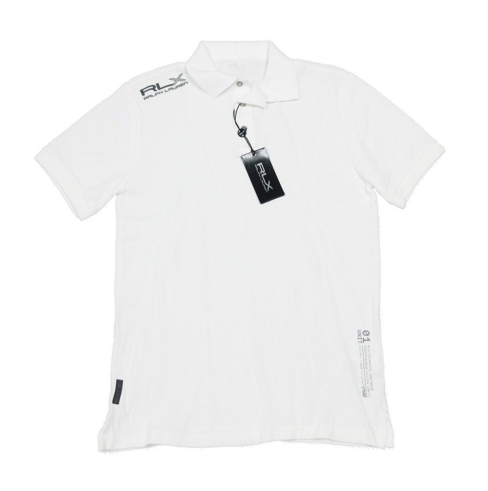 RLX Ralph Lauren Men's White Mesh Cotton Short Sleeve Polo T-Shirt