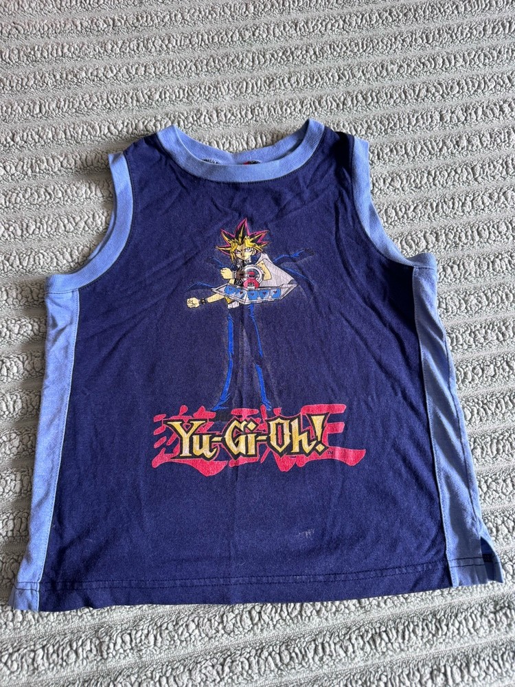 Yu-Gi-Oh! Boys Size 6 Navy Blue Sleeveless Tank Top Yugi Graphic Print Anime
