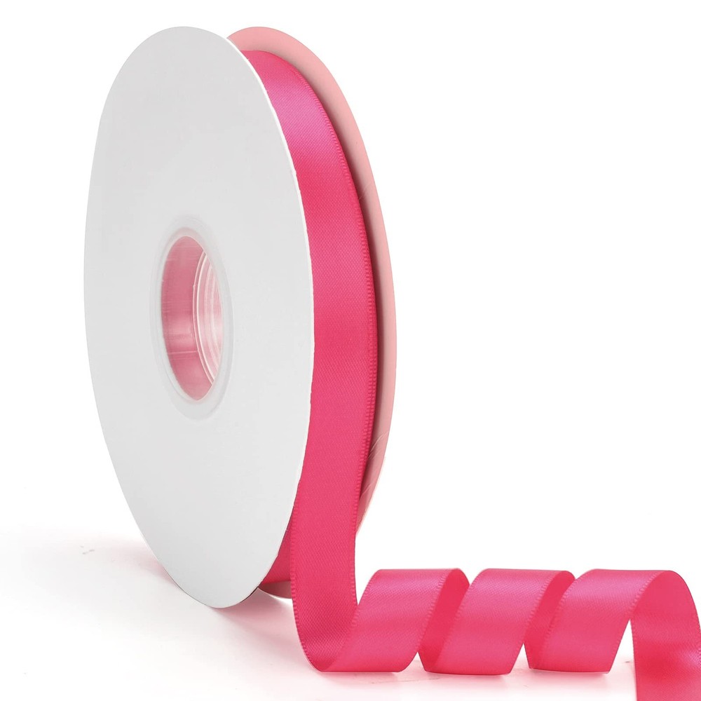 50-Yard Roll of 1/2-Inch Rose Red Double-Faced Satin Craft Ribbon for Gifts