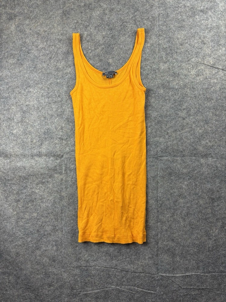 Vince Women’s Size S Tank Top Ribbed Orange Pima Cotton Modal Tropical Boho