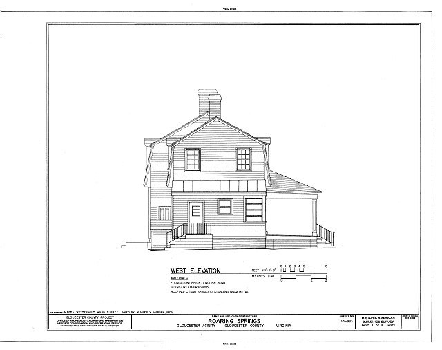 6. West elevation - Roaring Springs, State Route 616 vicinity, Gloucester,