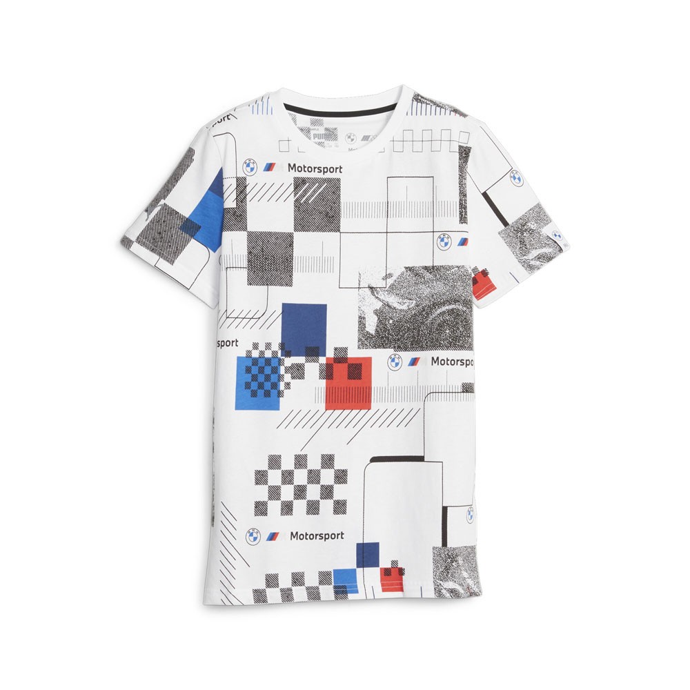 PUMA Bmw M Motorsport Graphic Crew Neck Short Sleeve T-Shirt Youth Boys White Ca