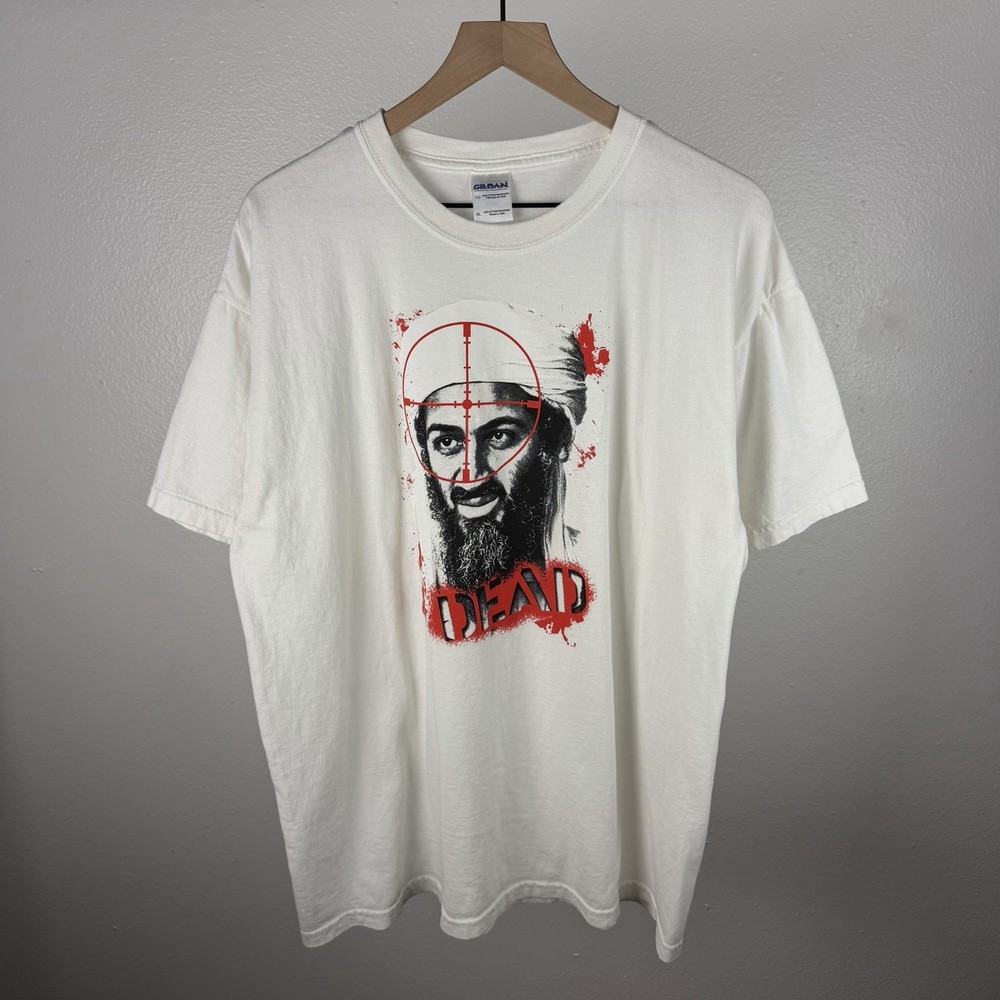 Vintage Y2K Afghanistan War Wanted Dead Osama Bin Laden Military T Shirt Size XL