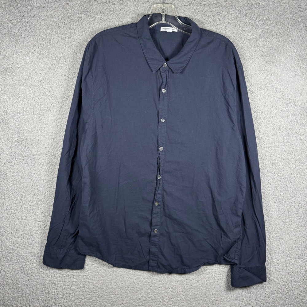 James Perse Mens Navy Blue 100% Cotton Button Down Shirt MLC3408 Size 3 L