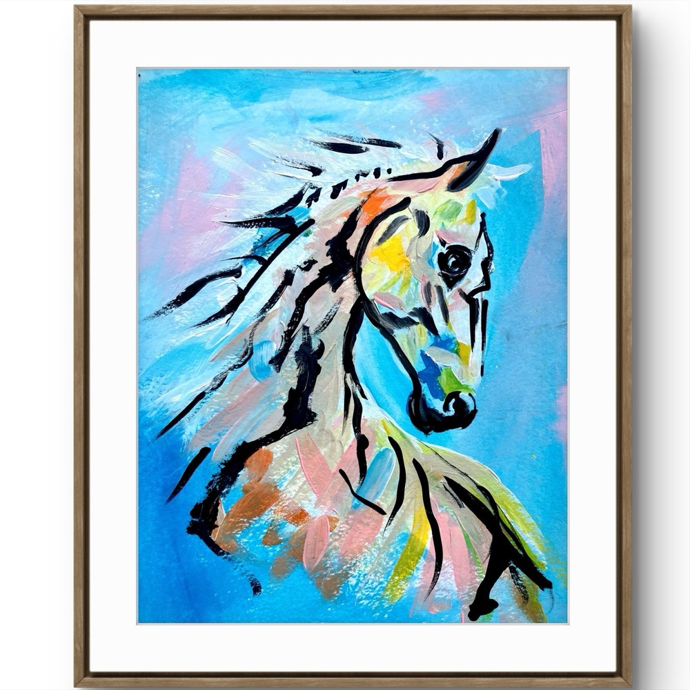 TITA PAINTZ Horse Modern Neo-Expressionist Portrait Hand Painted Wall Art