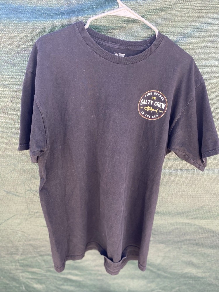 Salty Crew Men's Black Find Refuge Graphic Cotton Short Sleeve T-Shirt L
