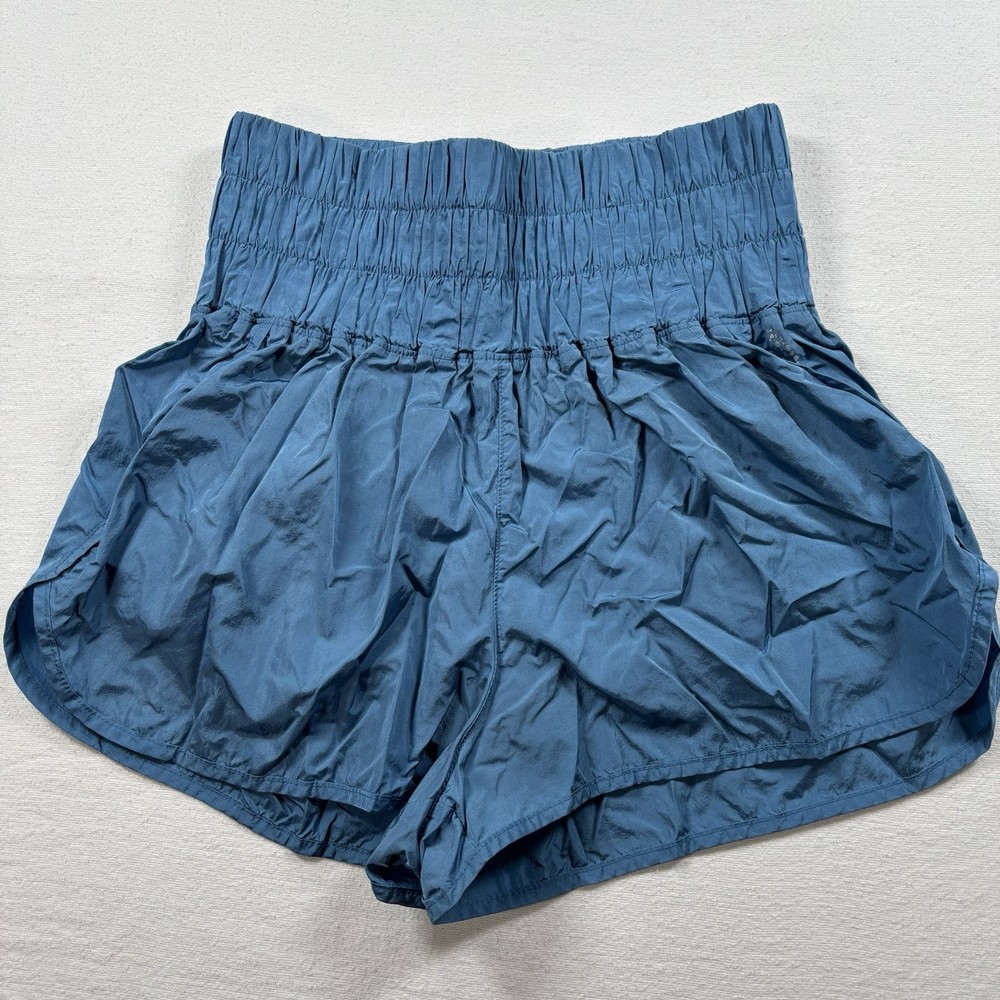 Free People Movement Women’s High Rise Athletic Shorts, Lined, Dusty Blue, XL