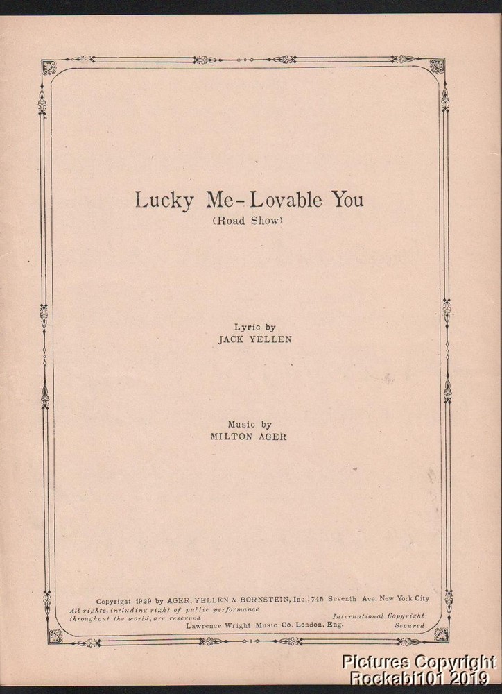 1929 Jack Yellen and Milton Ager Sheet Music - Lucky Me - Lovable You