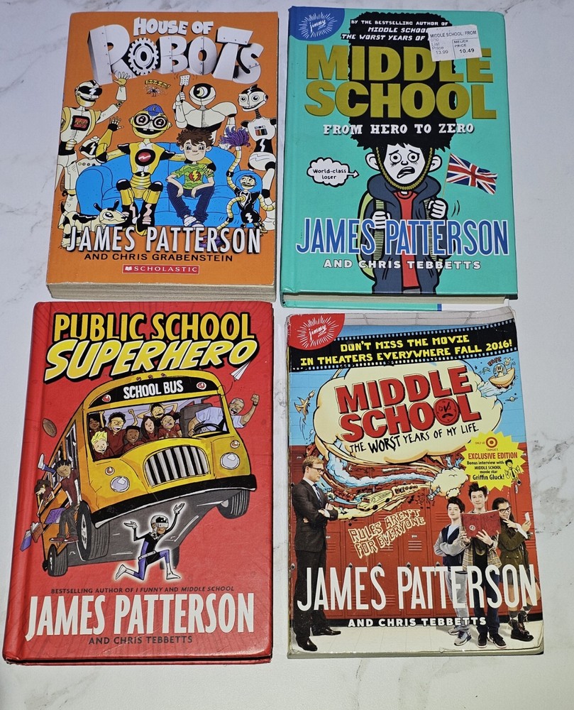 James Patterson Young Adult Lot Of 4 House Of Robots Middle School Superhero