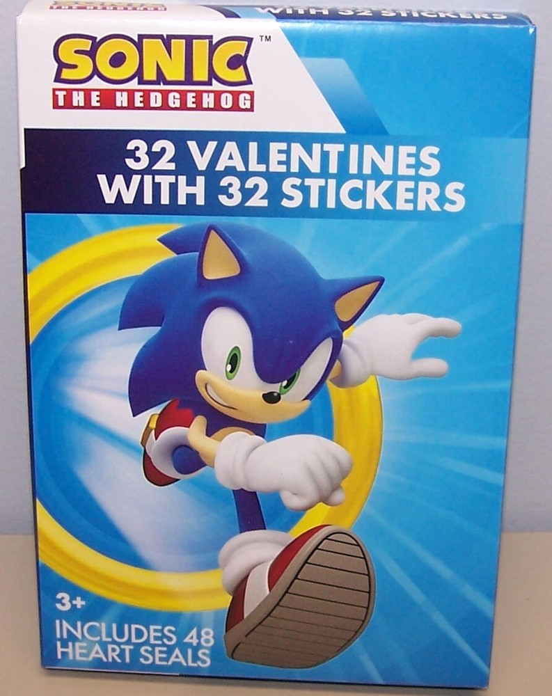 Valentines Day Exchange Cards (Box of 32) with Stickers Sonic The Hedgehog