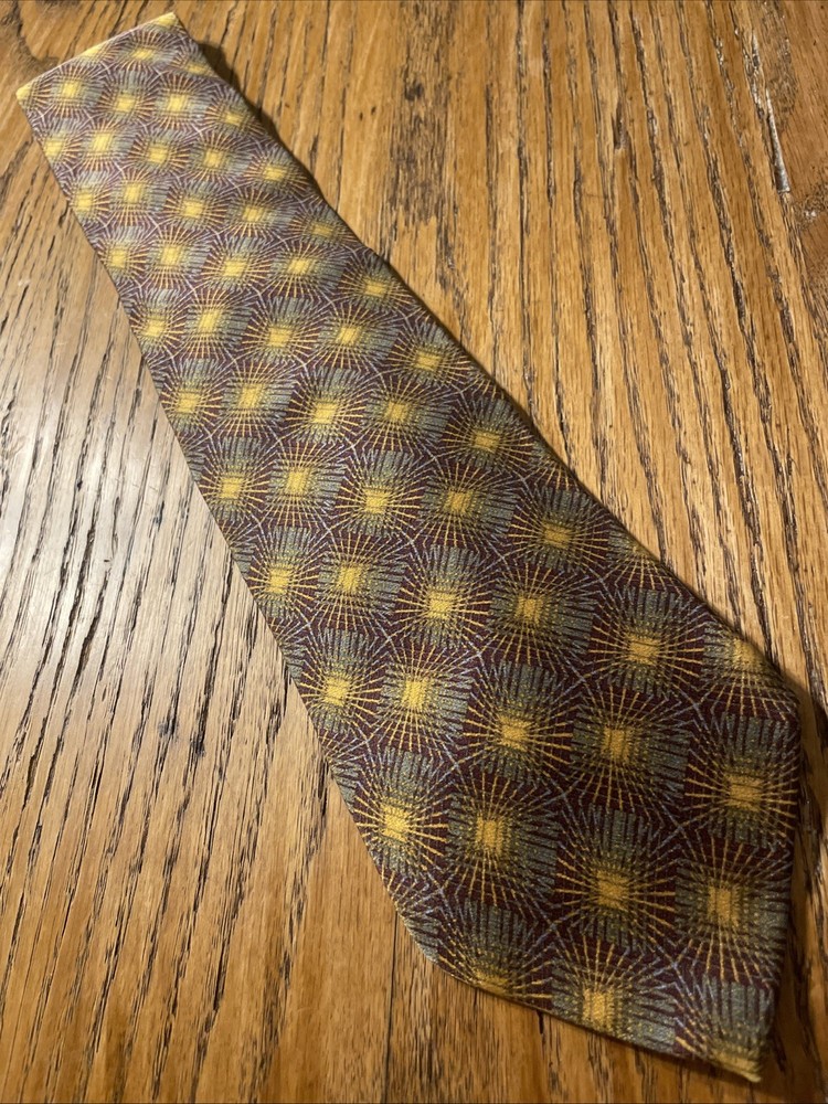 Vintage EUC Jhane Barnes Silk Geometric Tie Necktie Hand Made In JAPAN