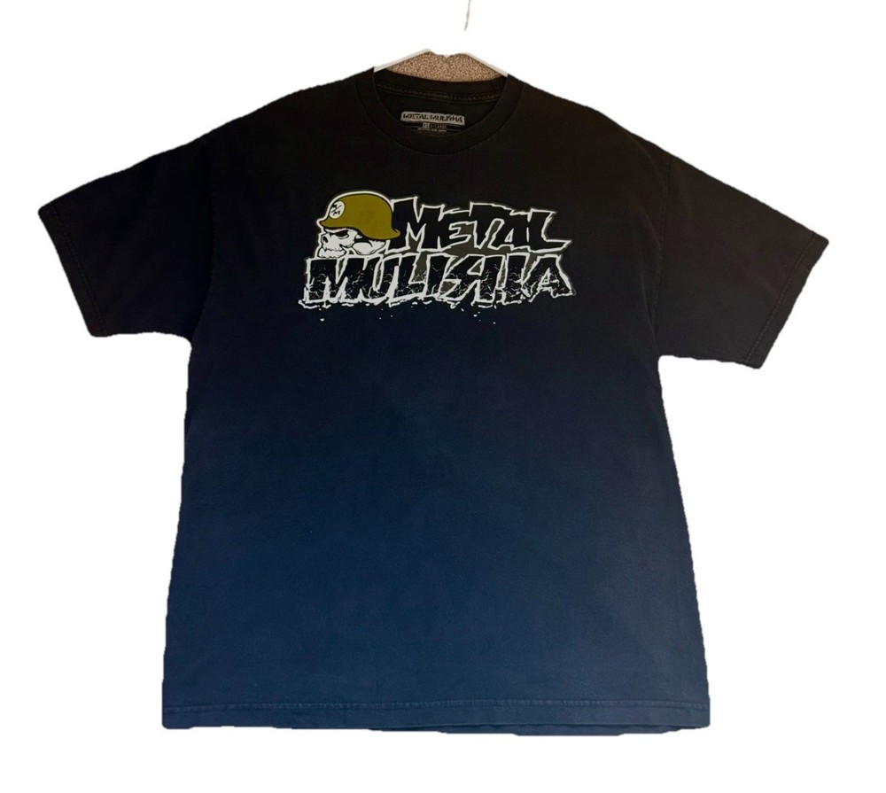 Metal Mulisha Men's T-Shirt Size Large Black Skull Helmet Graphic Y2K Vintage