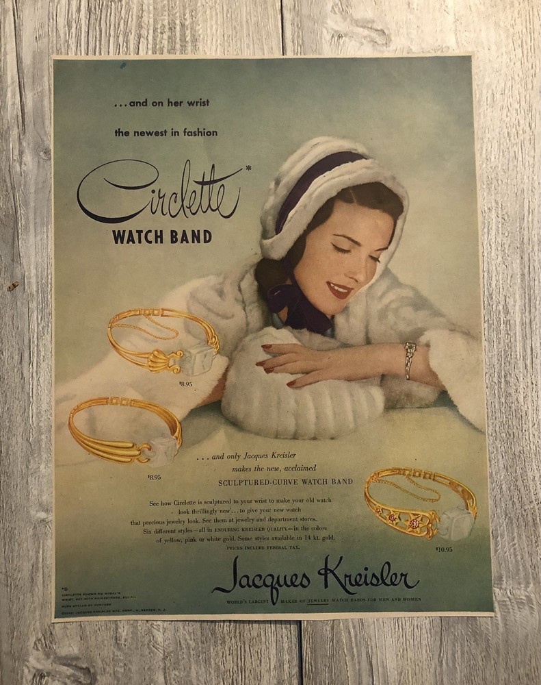 VTG 1940’s Circlette Watch Band Magazine Ad 0C25