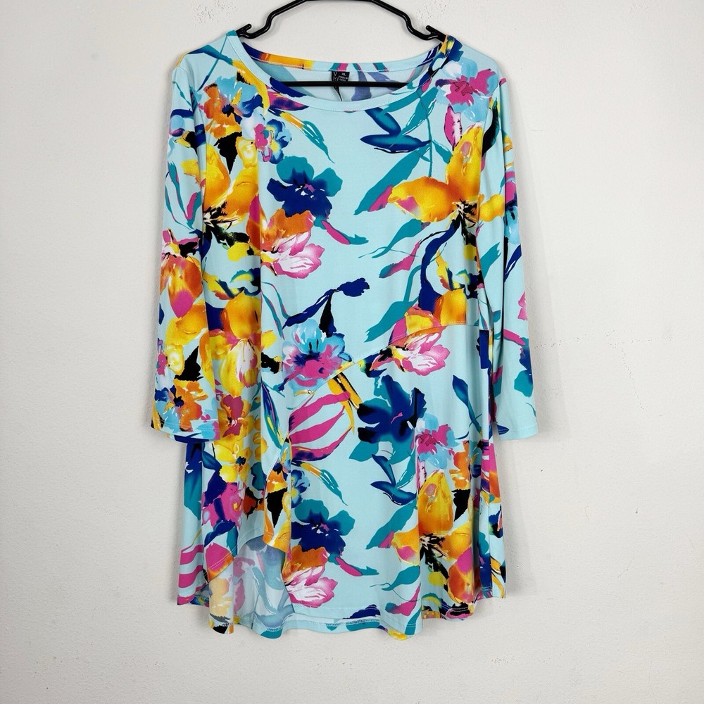 Venini Women's 3/4 Sleeve Tunic Top XL Floral Multicolor