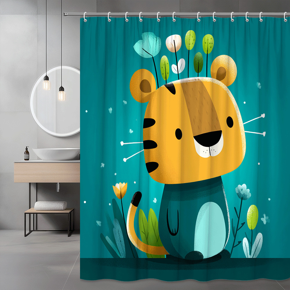 Cute Tiger Shower Curtain Cartoon Animal Print