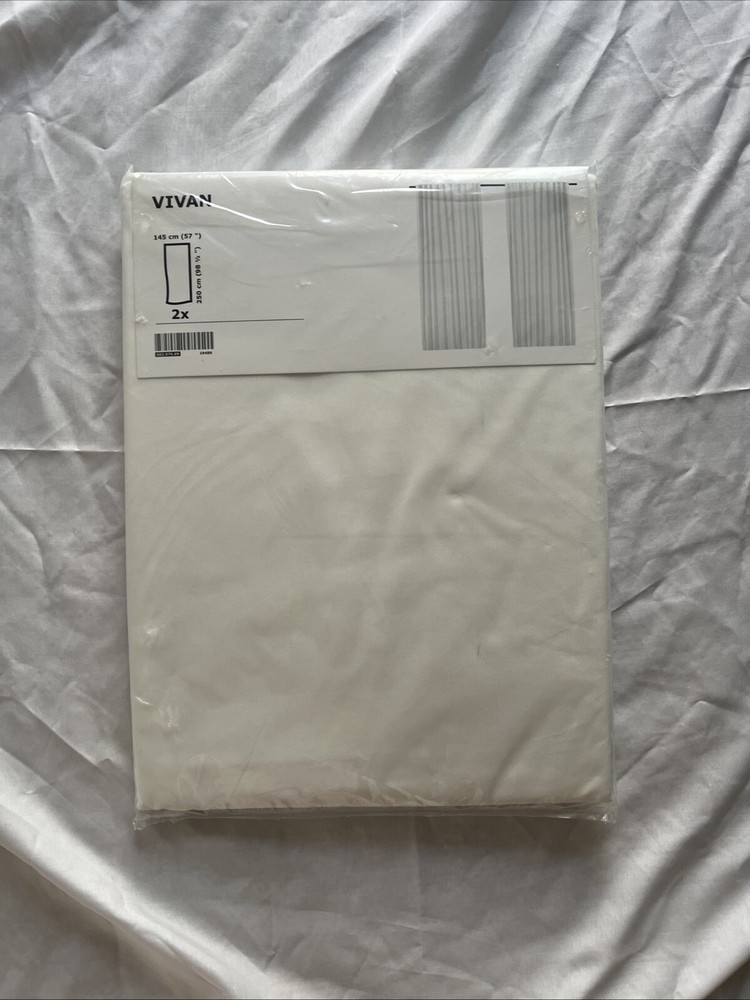 IKEA VIVAN New Shear White Cotton Blend Curtains Pair  57
