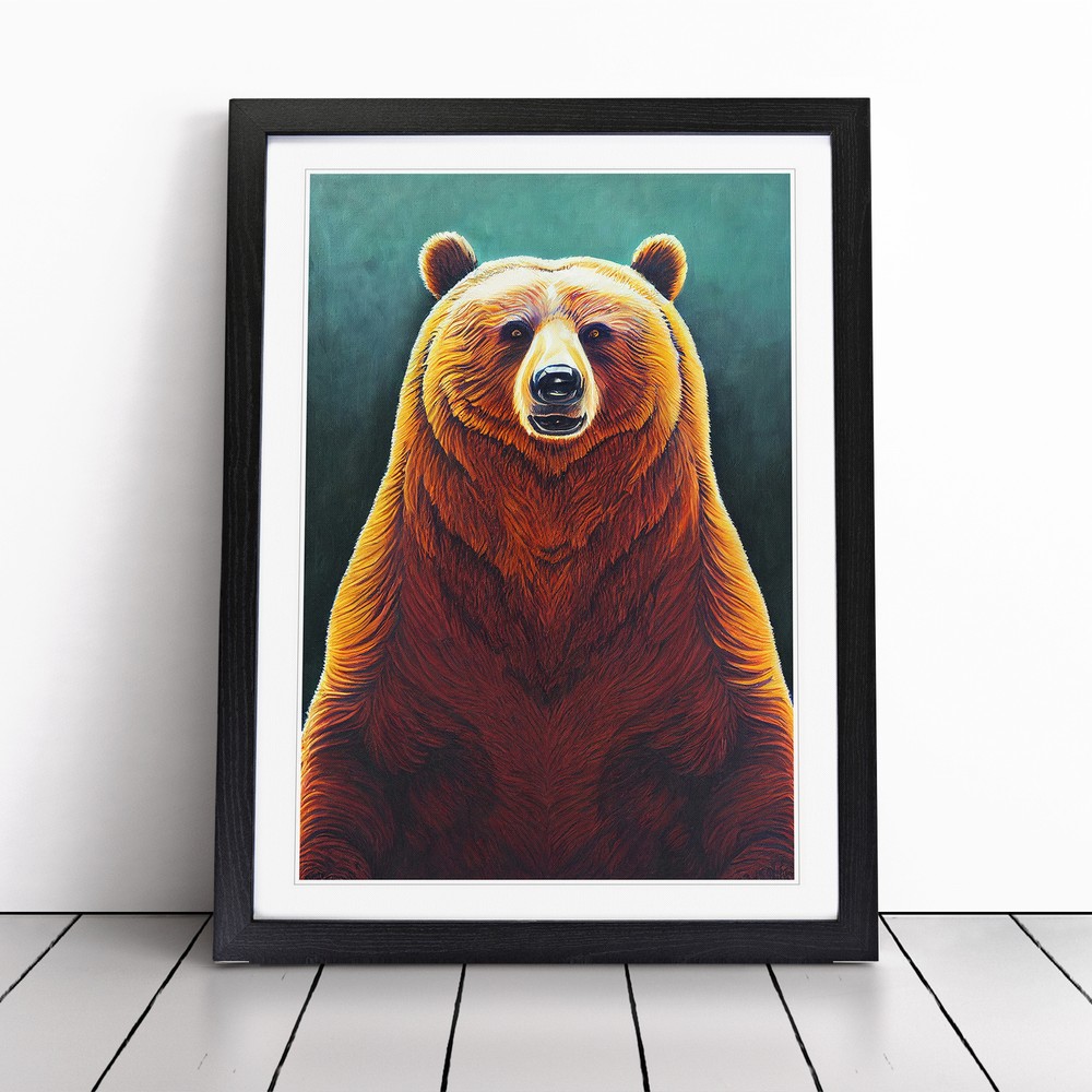 Grizzly Bear No 3 Framed Canvas Wall Art Print Poster Home Decor  