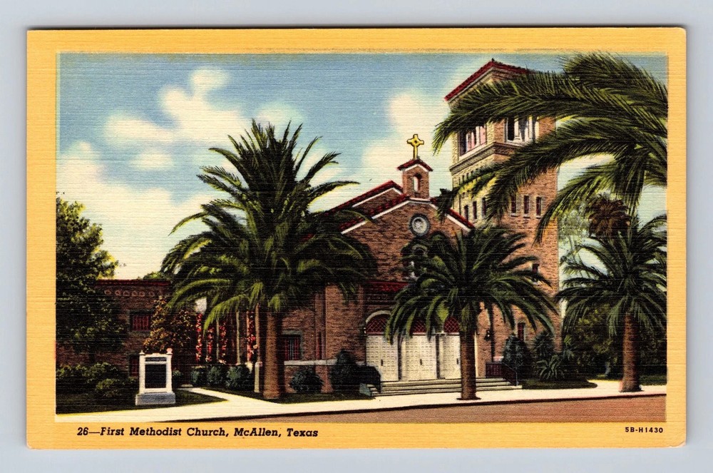 McAllen TX-Texas First Methodist Church Vintage Postcard