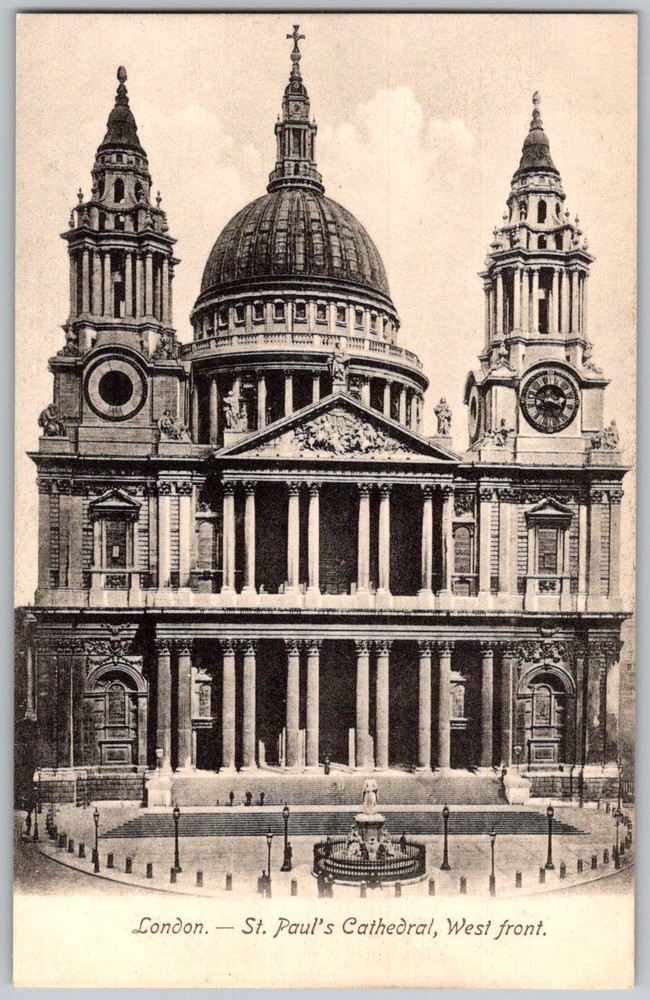 Antique Postcard St Paul's Cathedral West London, England 1900s