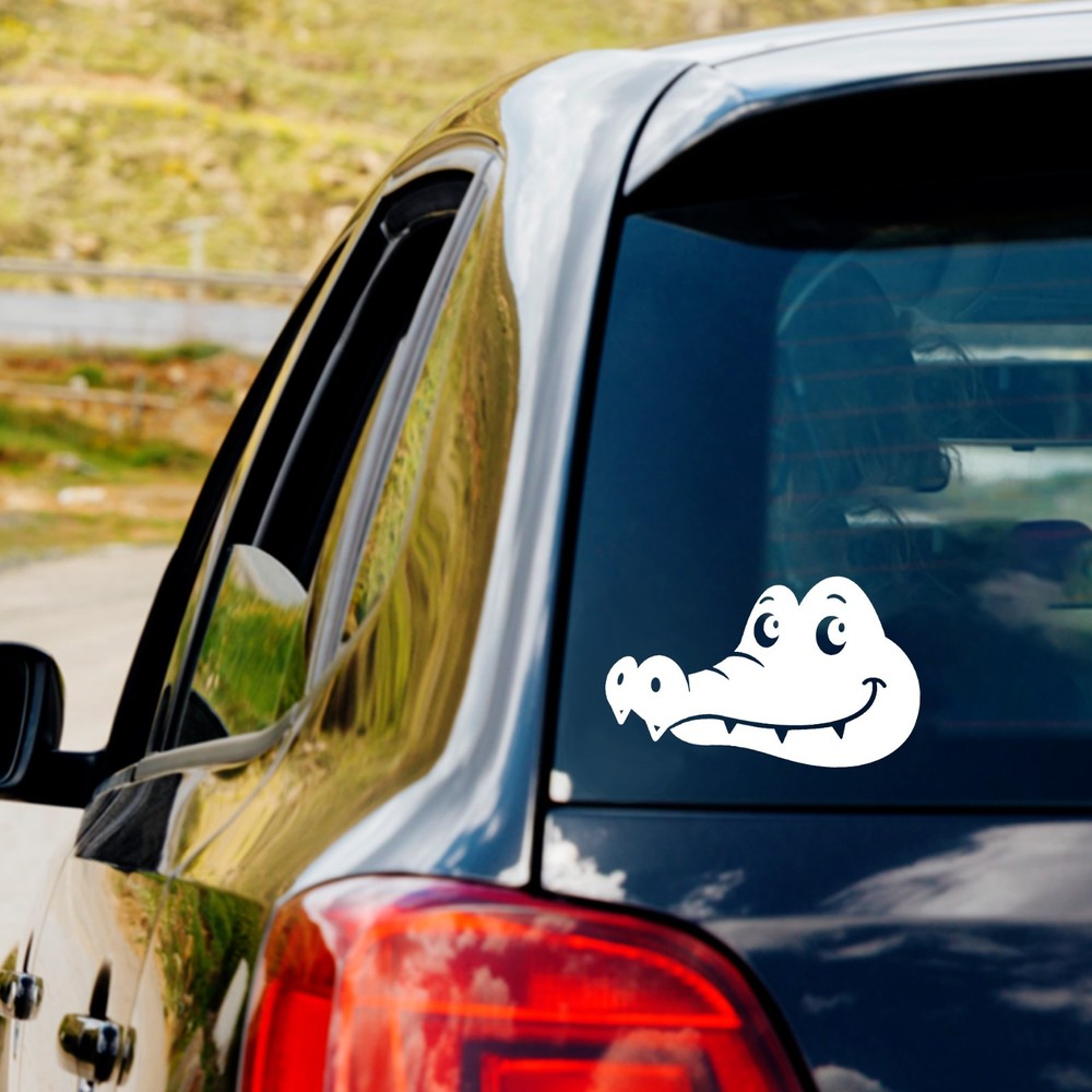 Cute Alligator Face Head Vinyl Decal Sticker Car Truck Window  Bumper Gator