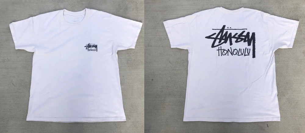 Stussy Honolulu Chapter Reprint White T Shirt Back Logo Streetwear Mens S-5XL