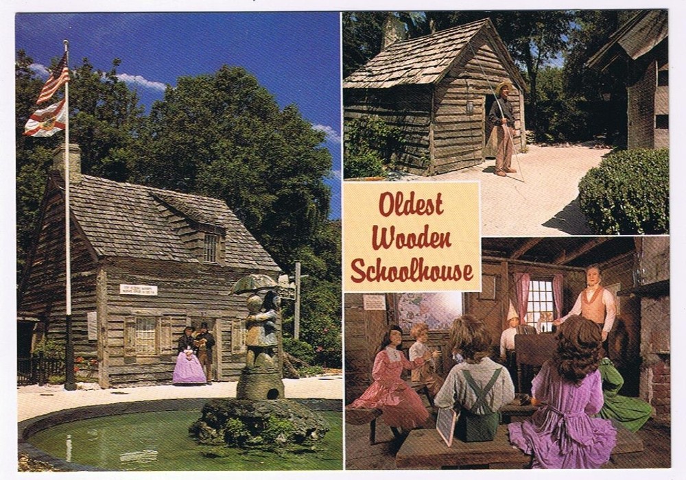 Postcard Oldest Wooden Schoolhouse St Augustine Florida