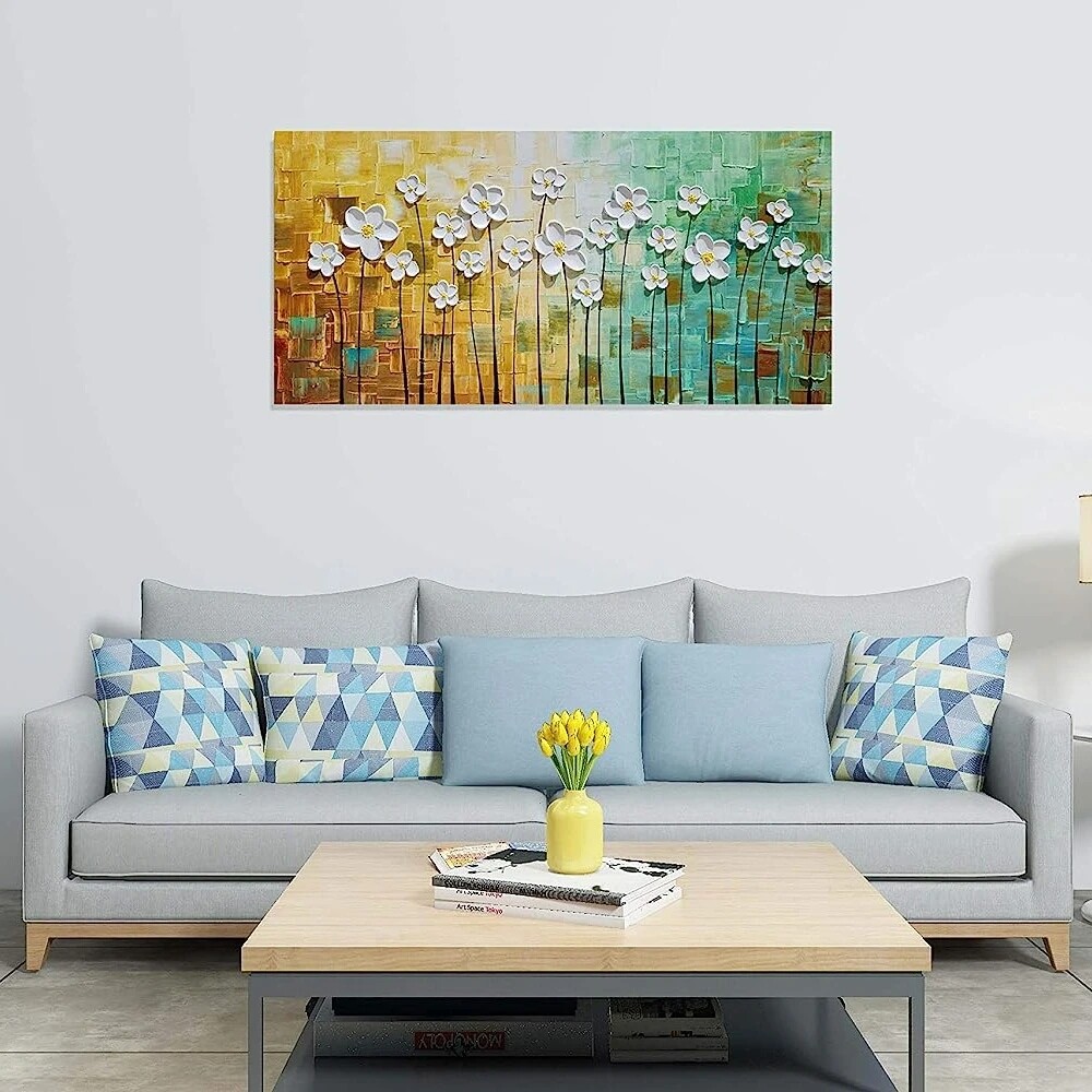 Floral Canvas Wall Hand Painted Art Oil Paintings 3D Flower Modern Abstract