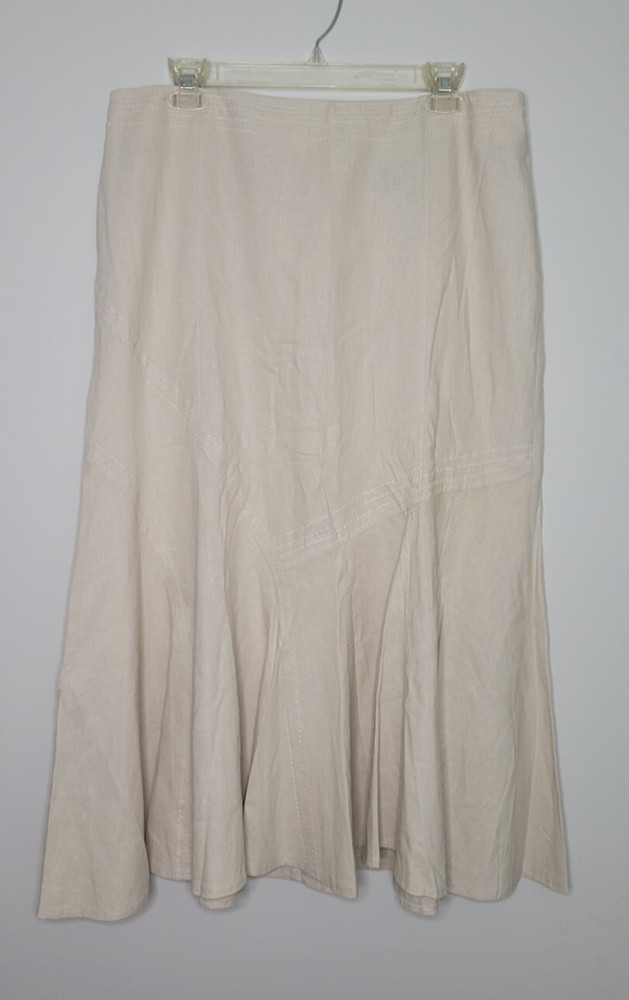 Larry Levine Skirt A-line Linen Cream Size 12