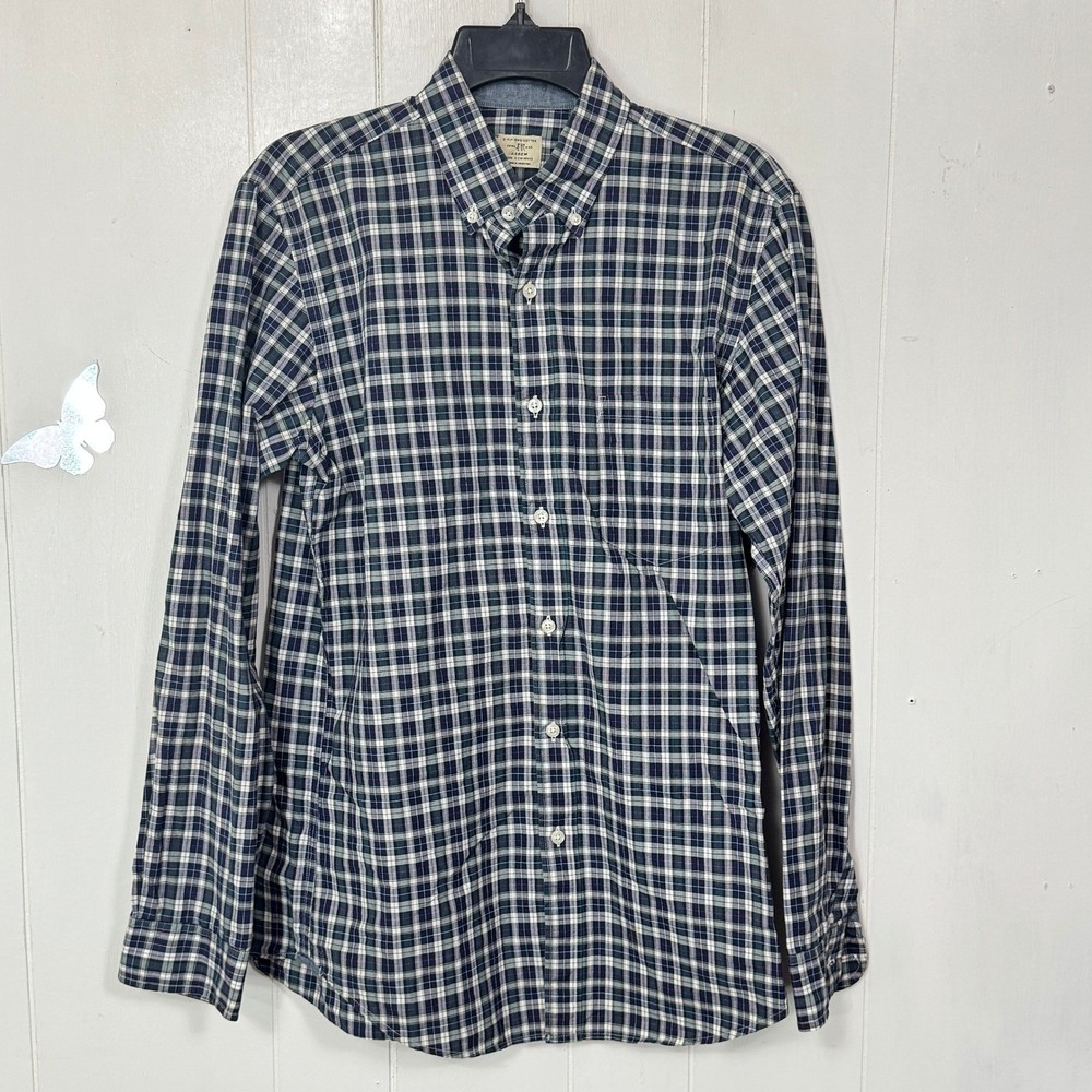 J.Crew Mens Small Plaid Button Down Long Sleeve Shirt 2-Ply Cotton Classic