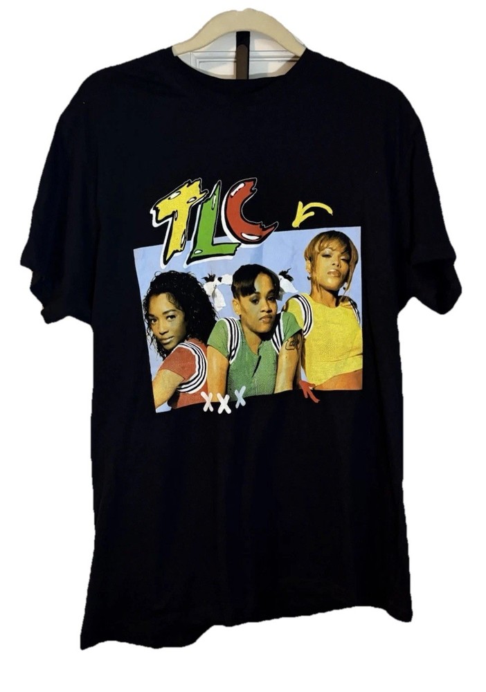 TLC Retro 90s R&B Music Graphic T-Shirt Size Large Black New