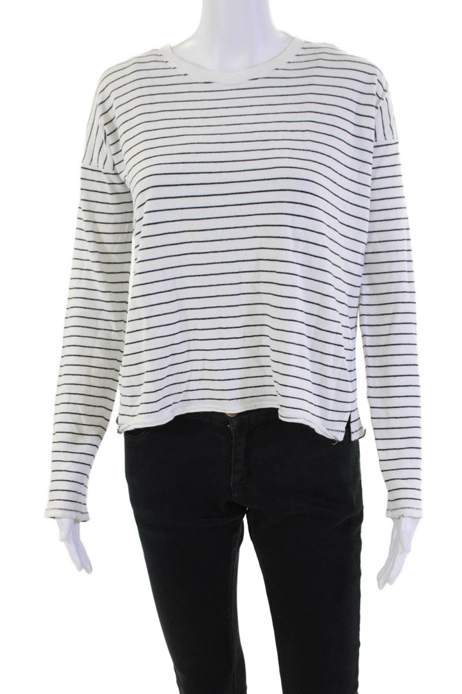 Rag & Bone Jean Womens Cotton Long Sleeve Striped T Shirt White Size XXSFree Shipping in US $100+ Orders | $6.95 Orders Below