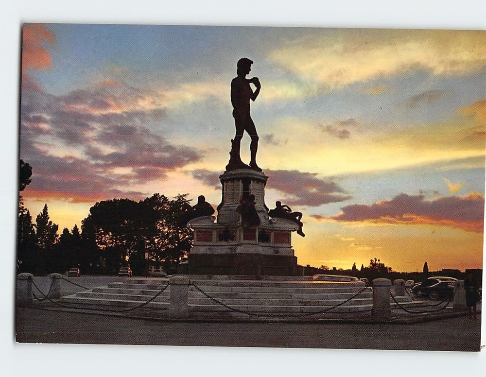Postcard Michelangelo's David Statue in Piazzale Michelangelo Florence Italy