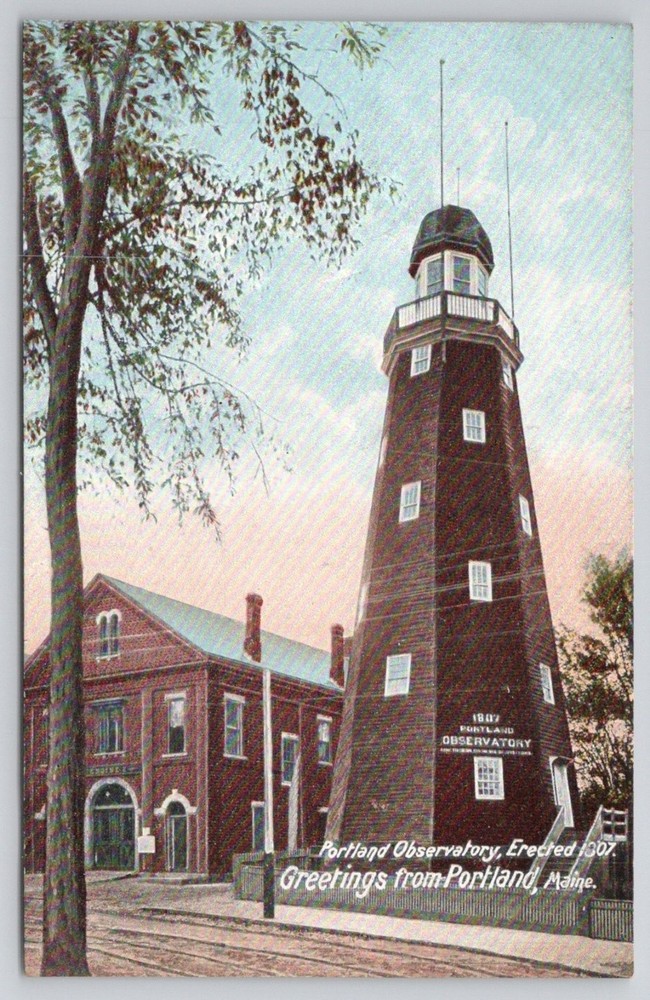 Portland Observatory Maine Postcard 1907 Hugh C. Leighton Vintage Unposted
