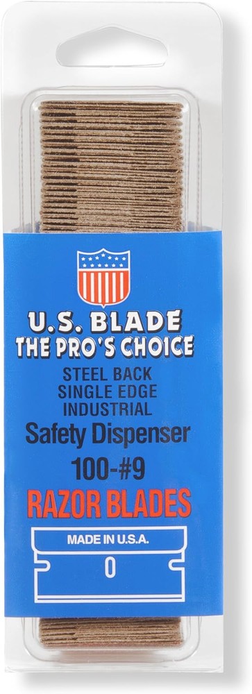 U.S. Blade Single Edge #9 Steel Back Clam Shell 100Pcs 111-41