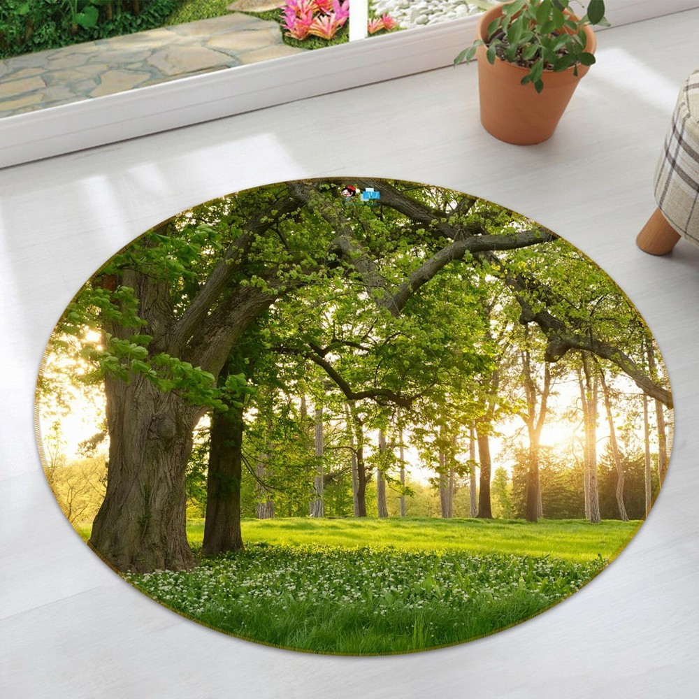 3D Tree Grass Sunlight NAO3927 Game Rug Mat Elegant Photo Carpet Mat Fay